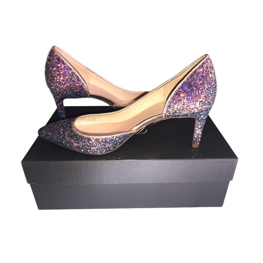 Jcrew D'Orsay Pump Glitter Size 8.5 Pink Green Holographic Wedding Formal Fairy
